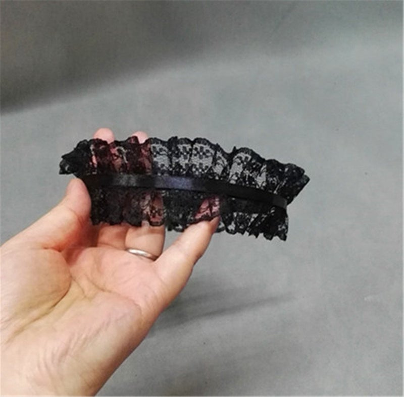 TanQiang Handmade Hair Accessory Headband Gothic lolita cosplay maid black and white lace hair trim hair hoop - Image 3